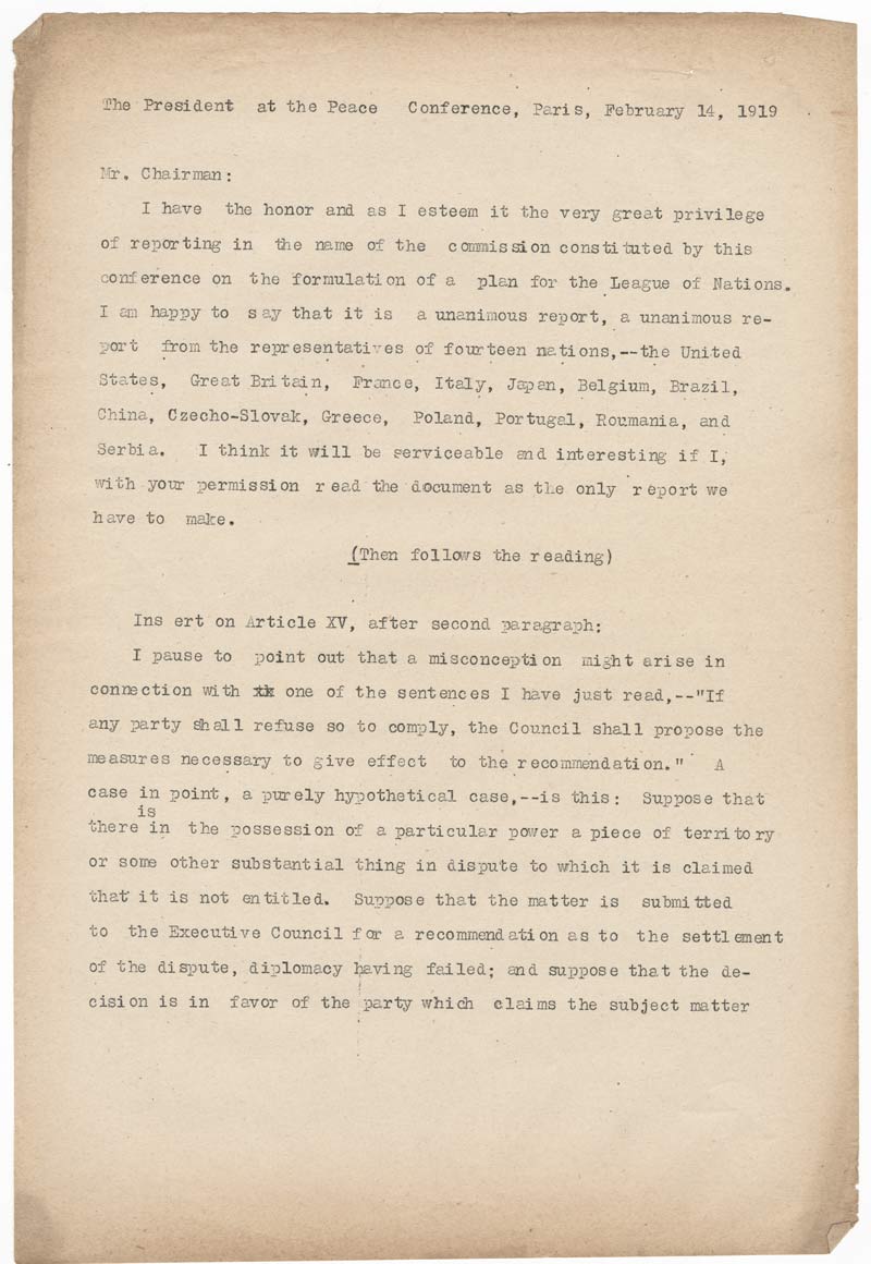 Documents From The Paris Peace Conference National WWI Museum And 