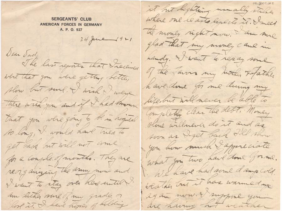 Scan of a letter from 1921 filled with messy cursive