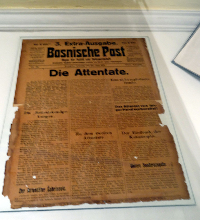 Display of an aged and torn newspaper front page