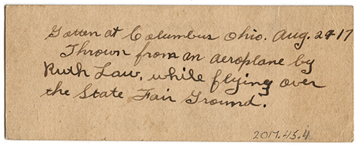 Scan of a rectangular ticket with handwritten text