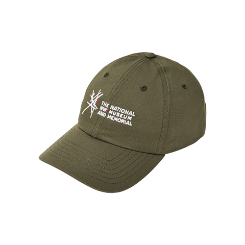 Dark green baseball cap with the Museum and Memorial logo embroidered on the front