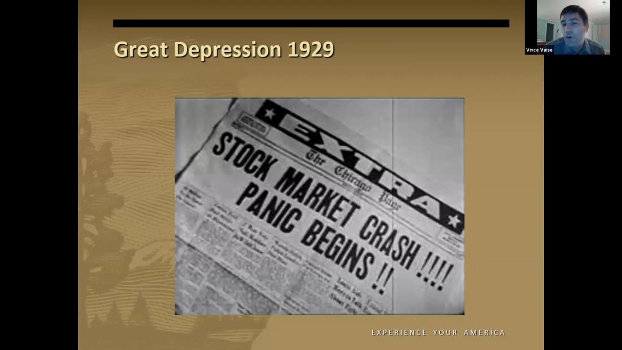 Photograph of a newspaper with the headline "STOCK MARKET CRASH!!!! PANIC BEGINS!!"