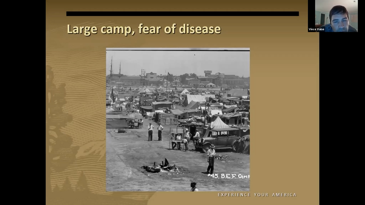 Black and white photo of the encampment