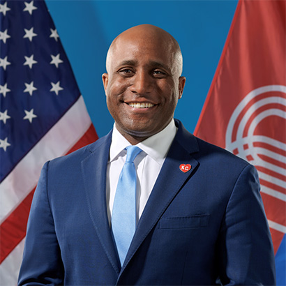 Middle-aged Black man in a blue suit