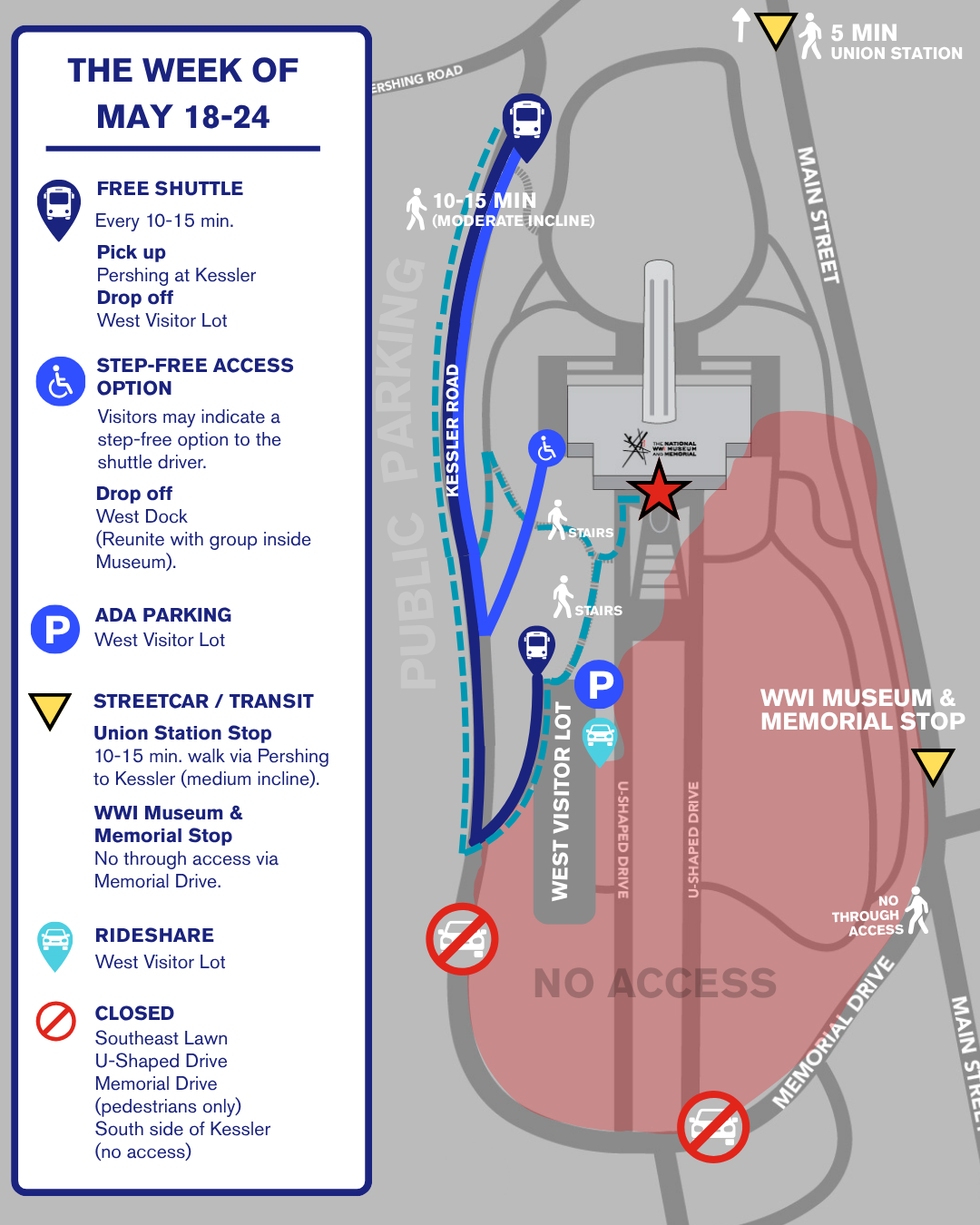 Map of the grounds showing open and restricted areas