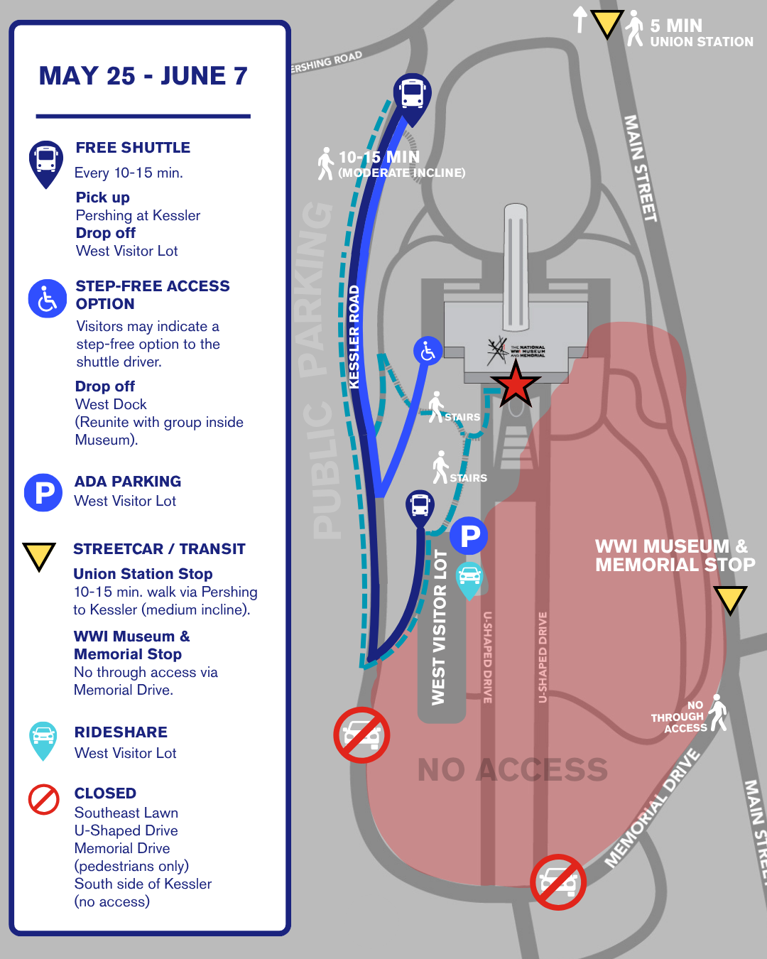 Map of the grounds showing open and restricted areas