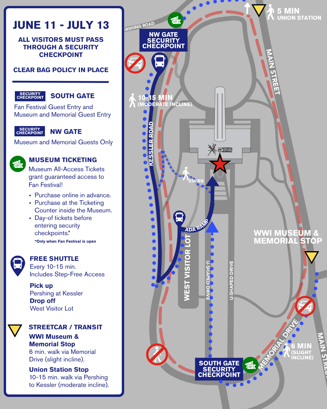 Map of campus indicated restricted and open patheways