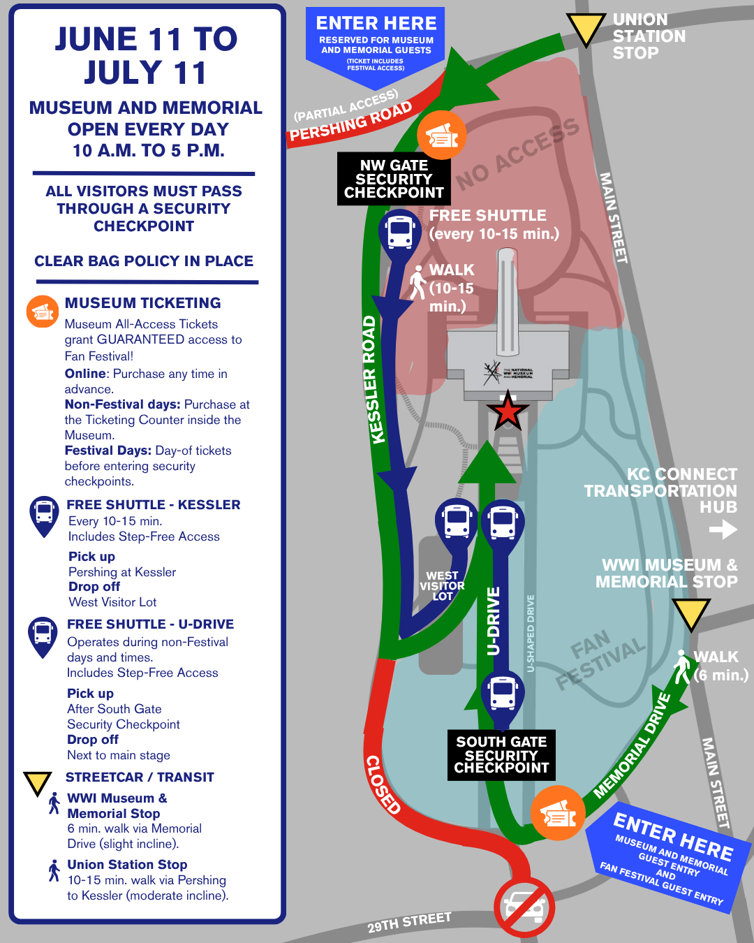 Map of campus showing restricted and open pathways and areas.