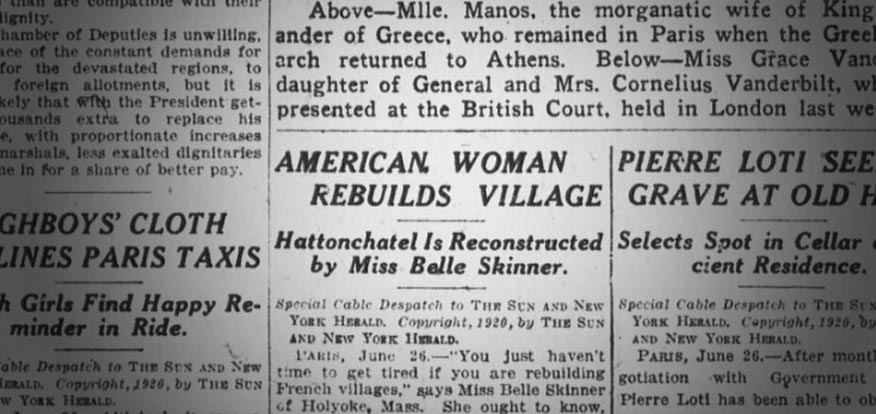 "American Woman Rebuilds Village: Hattonchatel is Reconstructed by Miss Belle Skinner"