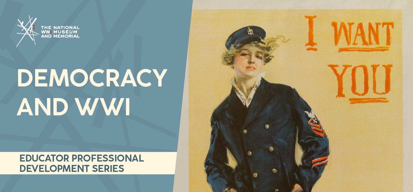 Poster illustration of a glamorous young blonde woman in U.S. Navy uniform