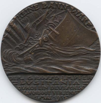 Metal medallion of the Lusitania sinking