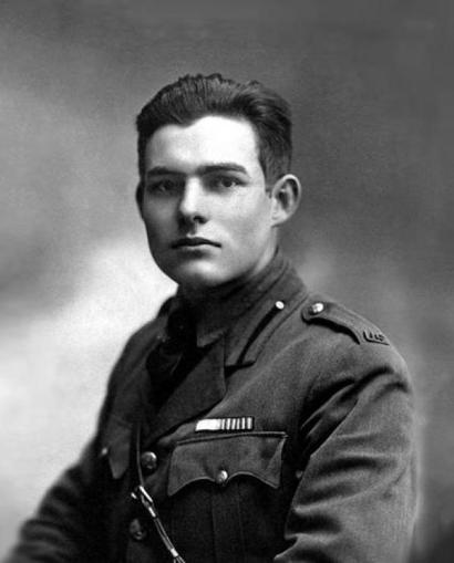 Portrait of a young Ernest Hemingway in military uniform