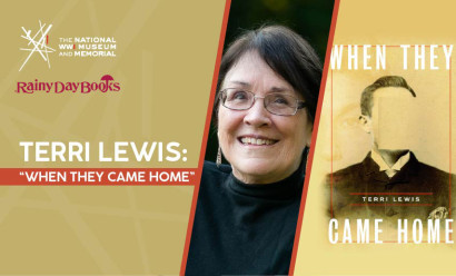 Left image: Modern headshot of a middle-aged white woman with dark brown hair wearing glasses. Right image: Book cover depicting a black and white portrait of a man with his face obscured.