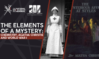 Black and white photo of a young white woman in a WWI-era nurse uniform