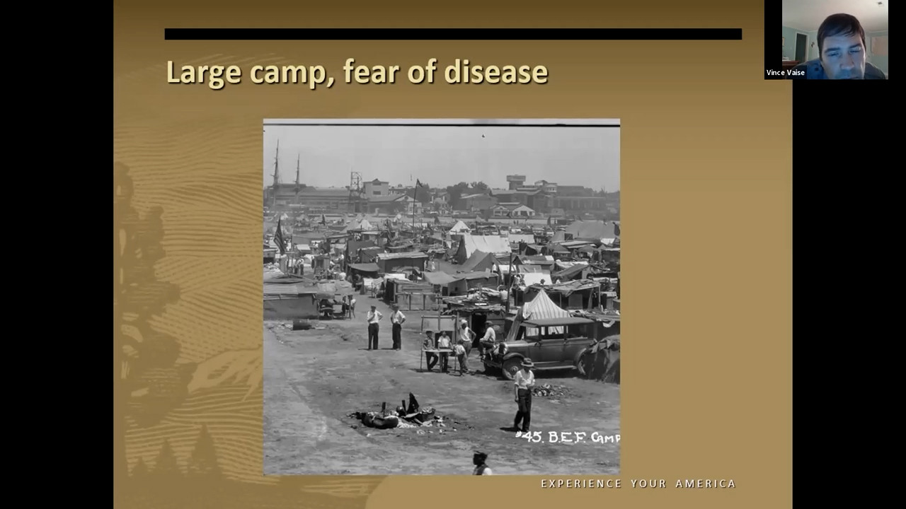 Black and white photo of the encampment